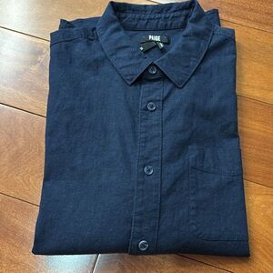 Paige Men’s Deep Anchor Linen Blended Button-Up Shirt size M‎